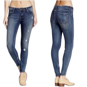Pistola Med Wash Midrise Distressed Denim Ankle Zip Skinny Jeans Womens Size 27